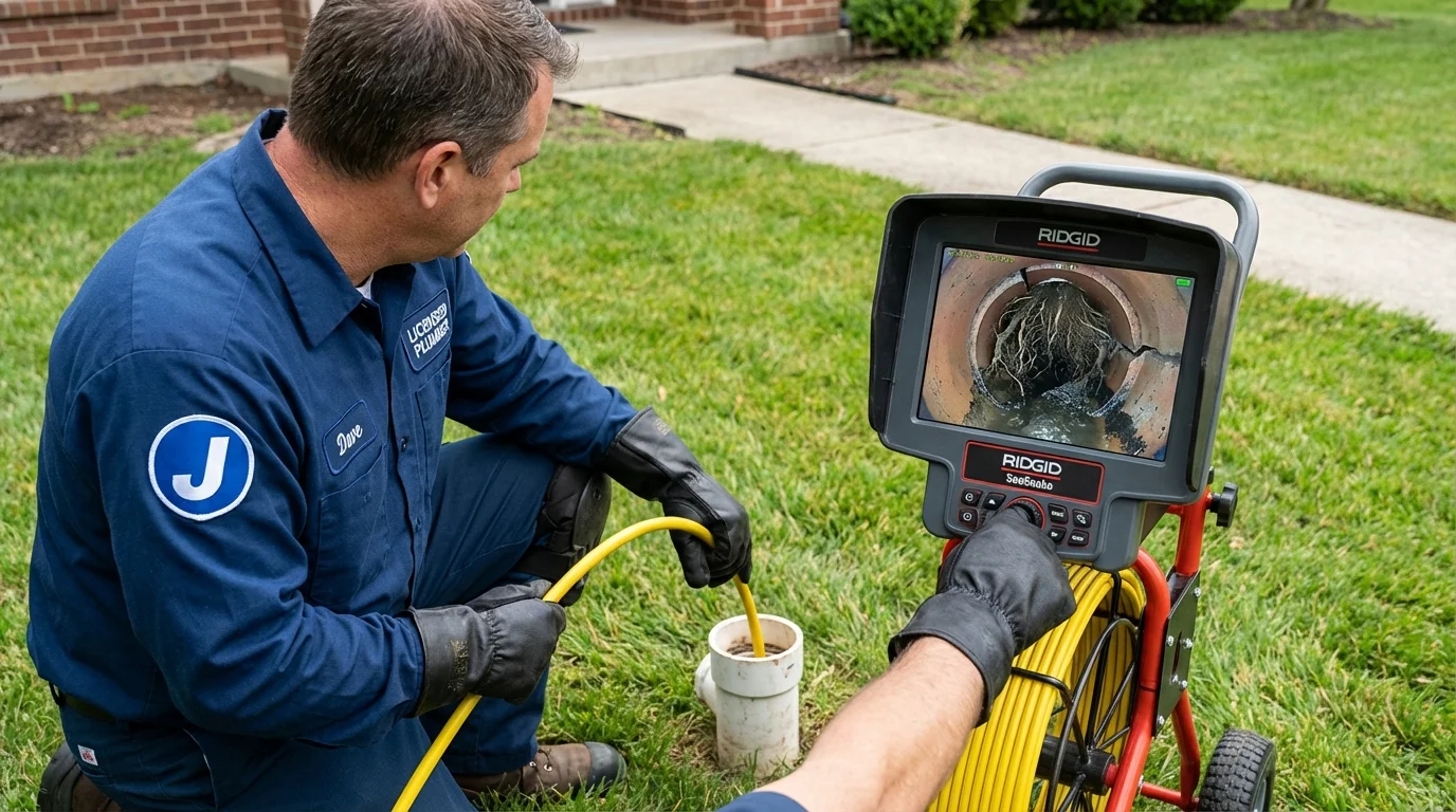 Sewer camera inspection being performed by Johns Plumbing LLC in Welch