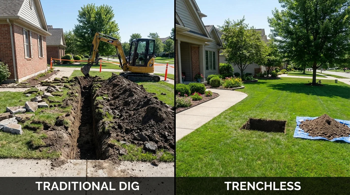 Trenchless sewer repair with minimal yard damage versus traditional excavation in Welch, WV